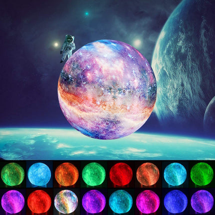 Moon Lamp, Night Light, 16 Colors LED Moon Light 7.0 inch 3D Printing Kids Light Lamp with Stand, Remote&Touch Control, USB Rechargeable, for Kids Friends Parent Birthday Christmas Year