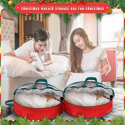 Shappy Christmas Wreath Storage Bag Plastic Storage Containers for Wreaths Container Christmas Decorative Xmas Plastic Bag Holder Handles Dual Zipper Holiday Wreath Wrapping (30 x 7 Inch,6 Pcs)