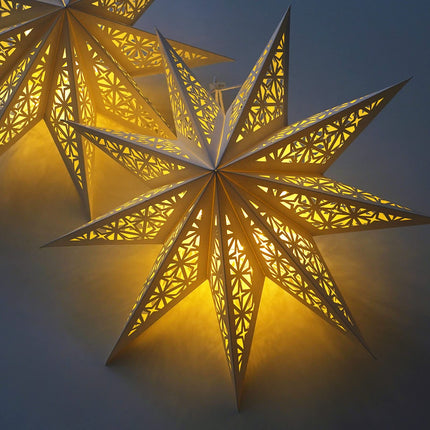 Christmas Star Paper Lantern with Fairy Lights – Hanging Lighted Paper Star Lampshade for Indoor Holiday & Party Decorations, Home & Window Décor