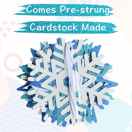 2 Pieces Snowflake Garland Banner Christmas Hanging Decorations, Winter Wonderland Decorations Frozen Birthday Party Supplies, Paper Snowflake Streamer for Holiday Year Party Home Decor