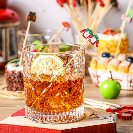 200 Pieces Christmas Cocktail Picks Ugly Sweater Cake Toppers Medals Glasses Gloves Hats Bows Appetizer Toothpicks Christmas Food Picks Skewers for Holiday Drink Fruit Dessert, 4.7 Inches