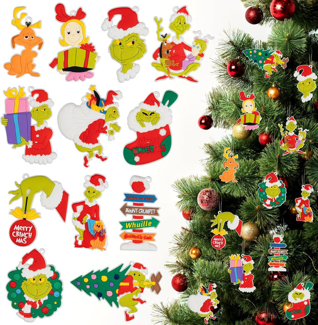12pcs Christmas Ornaments, Christmas Tree Hanging Decorations Silicone Xmas Ornaments Pendants with Ropes for Christmas Tree Winter Crafts Holiday Stocking Stuffers Wreath Decor