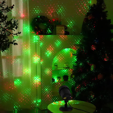 Christmas Motion Laser Projector Light Outdoor for Seasonal Decorative Lighting Show, as Seen on TV Xmas Light Landscape for House Garden, Red & Green Stars Dots Dynamic Keeping Moving Change Pattern