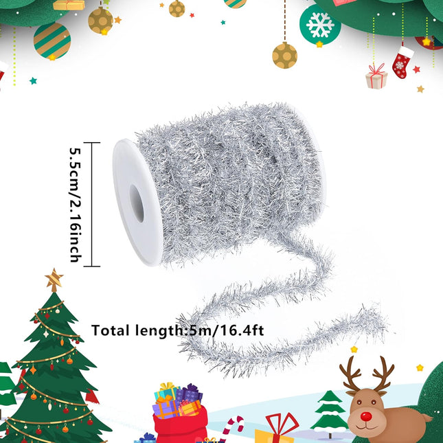 Sfcddtlg 21.8Yard Glitter Christmas Tinsel Garland-4 Color Thin Christmas Tinsel Ribbon Garland for Christmas Tree Birthday Party Wedding Decorations Supplies(Four Color)