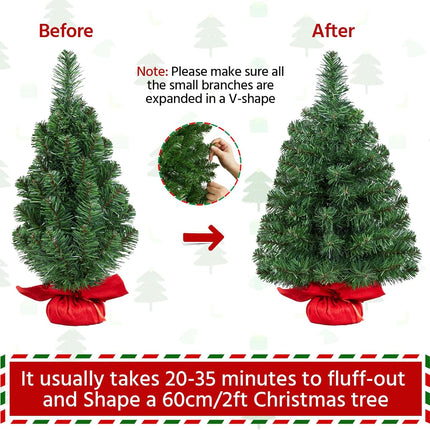 Yaheetech 2ft Tabletop Artificial Mini Christmas Tree Includes Cloth Bag Base for Bedroom Table Desk Porch, Little Xmas Tree for Home Office Holiday Decor