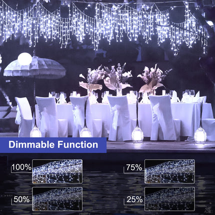 Icicle Lights Outdoor, 40Ft White Christmas Lights with 81 Drops, 432 LED Icicle Christmas Lights Outdoor with Remote and Timer, Christmas Lights for House Eaves Wedding, Pure White