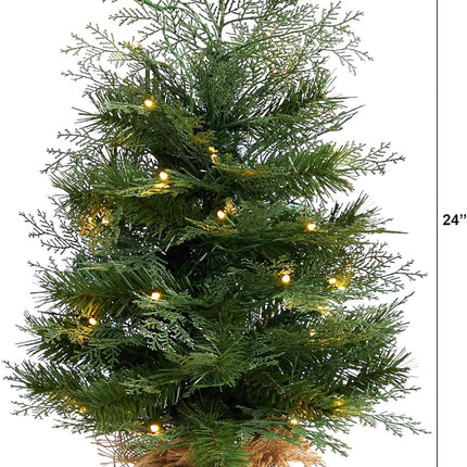 Nearly Natural 2ft. Artificial Christmas Tree in Burlap Base with 35 Warm White LED Lights