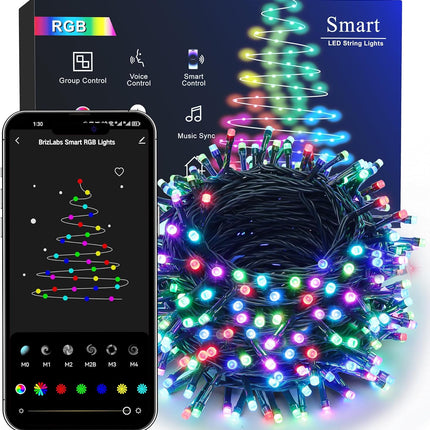 Brizled RGB Christmas Lights, 164ft 498 LED Smart String Lights App Controlled, Dimmable Color Changing Christmas Lights, Xmas Tree Lights Work with Alexa & Google Home