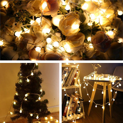 Globe String Lights 49 Feet 100 led,8 Modes Fairy Plug in Indoor String Lights for Bedroom,Classroom,Outdoor, Patio,Garden,Party,Wedding-Warm White
