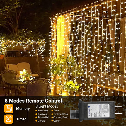 100 LED Connectable Globe String Lights Indoor Bedroom, 33ft Warm White String Lights with Remote Plug in, 8Mode Christmas Lights Outdoor Waterproof for Classroom Patio Party Dorm Decor