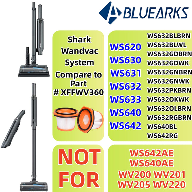 4Pcs For Shark Ws620 Ws632 Ws630 Filter,Combatible With Shark Wandvac System Ws633 Ws632Rgbrn Ws632Pkbrn Ws632Gnbrn Ws632Gdbrn Ws632Blbrn, To Part Xffwv360
