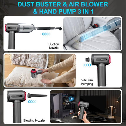 Cordless Car Vacuum Cleaner High Power, 9000Pa Wireless Handheld Car Vacuum Cleaner Rechargeable, Mini Portable Vacuum Cleaner, 3 In1 Dust Buster & Air Blower & Hand Pump, Dry Use For Car, Home