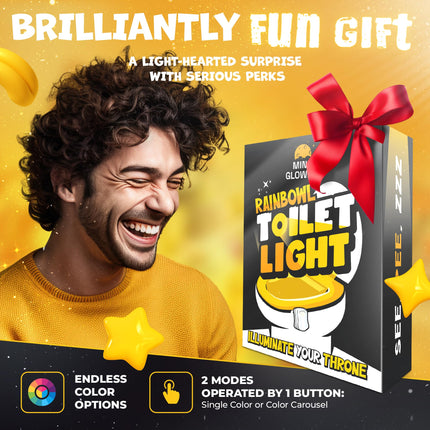Toilet Bowl Night Light - Unique Cool Gadget with Motion Sensors & Multi Color LED - Mens Stocking Stuffer - Funny Gag Christmas for Dad, Boyfriend, Husband - White Elephant s for Men