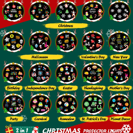 8-Pattern Christmas Projector Lights Outdoor, Anysun Brighter 160 HD Patterns Christmas Decorations, 2-in-1 Ocean Wave Snowflake Holiday Projector Waterproof with Timer for Garden Party Landscape Show