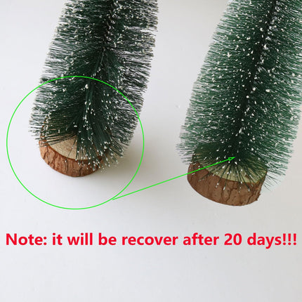 Bottle Brush Christmas Trees 5Sizes Mini Christmas Trees Small Christmas Trees Mini Pine Trees Desktop Miniature Christmas Trees with Snow and Wooden Base for Crafting Decorations (Plant Green)
