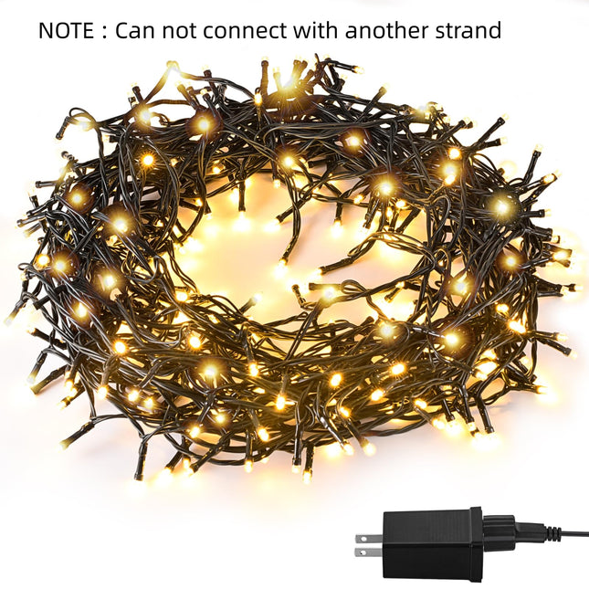 F5 300 LED 100FT Christmas Lights Indoor, Plug in Warm White Christmas String Lights Outdoor,Green Wire Waterproof Christmas Tree Lights for Halloween Wedding Party Home Decos