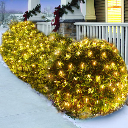 LED Christmas Net Lights for Bushes Outdoor,100 LED 5ftx5ft Waterproof 8 Modes Connectable Mesh Lights for Bushes,Garden,Yard,Trunk,Outdoor Christmas Decorations