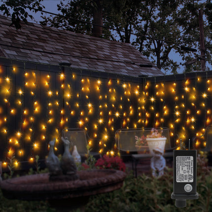 200 LED Curtain Lights, 13×3.3ft Plug in 8 Modes Window Hanging Fairy String Lights for Outside Bedroom Party Indoor Outdoor Wedding Reception Decorations Wall Halloween Christmas, Warm White
