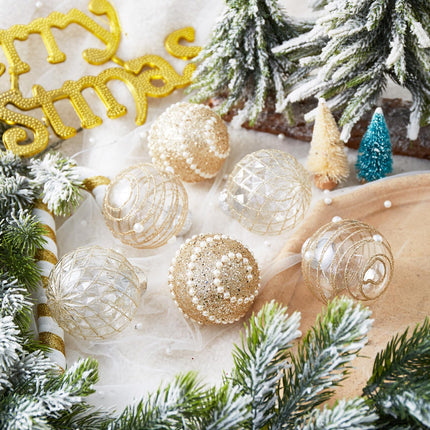 12CT Christmas Ball Ornaments Champagne Shatterproof Clear Large Plastic Christmas Tree Decoration, Delicate Hanging Ornaments for Xmas Party, Wedding, Holiday and Home Décor(70mm/2.76")
