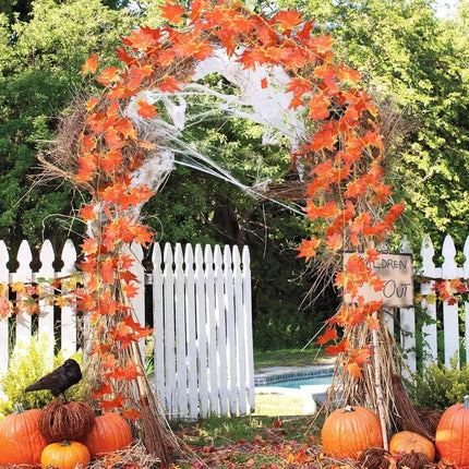 Fall Garland Maple Leaf, Hanging Vine Garland Artificial Autumn Foliage Garland Thanksgiving Decor for Home Wedding Fireplace Party Christmas (Maple/12 Strands)