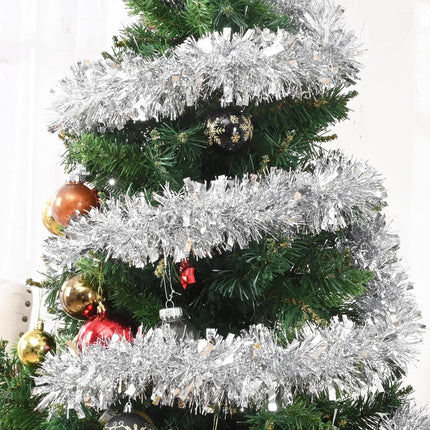Christmas Garland, 32.8Ft Silver Christmas Tinsel Garland, Christmas Tree Garland Decorations for Home Party Birthday Holiday Indoor Outdoor Supplies