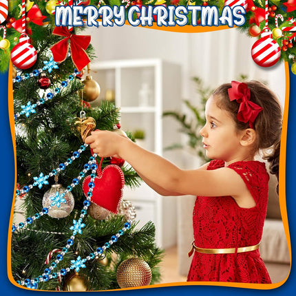 16 ft Christmas Tree Bead Garlands Hanging Christmas Tree Garland Pearl Xmas Tree Bead for Christmas Tree Fireplace Wreath Ornaments Christmas Party Decorations