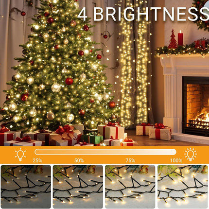 100ft 1000 LED Cluster Lights Christmas Tree Outdoor String Lights with Remote Plug in, 8 Modes Timer, Firecrackers Waterproof Twinkle Fairy Lights for Xmas Garland Window Indoor, Warm White