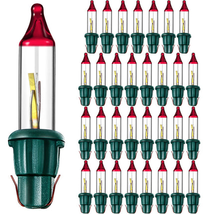 Christmas Replacement Mini Light Bulbs, 3.5 V Incandescent Bulbs Clear Flasher with Green Base, Lights Decorations for Bedroom Classroom Xmas Tree Lights, 0.425 Watt (32)