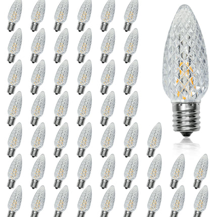 50pack C9 Christmas LED Light Bulbs, Strawberry Replacement Bulb 2200K Warm White Shatterproof & Waterproof Outdoor String Light Bulbs, E17 Candelabra Base Edison LED Bulbs for Decoration