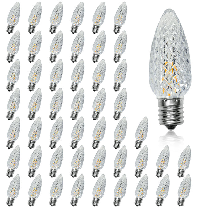 50pack C9 Christmas LED Light Bulbs, Strawberry Replacement Bulb 2200K Warm White Shatterproof & Waterproof Outdoor String Light Bulbs, E17 Candelabra Base Edison LED Bulbs for Decoration