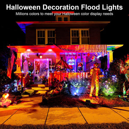 YAYZA RGBW LED Flood Light Outdoor, Color Changing Floodlight App/Remote/Voice Control, Yard Landscape Lighting 6500K Paito Uplight Work with Alexa for Halloween Christmas