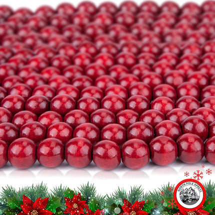9 Foot Cranberry Burgundy Wood Bead Christmas Garland Wooden Christmas Tree Garland Perfect for Rustic Natural Farmhouse Trees Garland Christmas Decorations for Indoor Use
