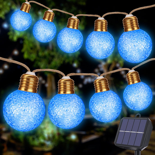 Toodour Solar Christmas String Lights Outdoor, 26Ft Vintage Rope Hemp Solar Outdoor Lights with 16 Bulbs, 8 Mode Blue Christmas Tree Lights for Outside Fence Garden Balcony Outdoor Xmas Decor
