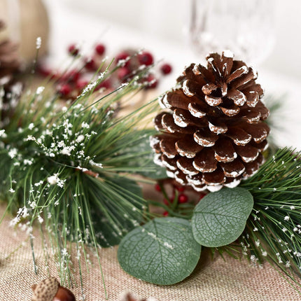 DearHouse 6 FT Red Berry Christmas Garland with Berries Pine Cones Spruce Eucalyptus Leaves Winter Greenery Garland for Holiday Season Mantel Fireplace Table Runner Centerpiece Decor