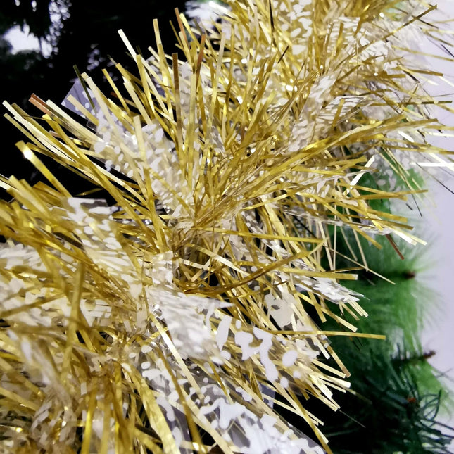 SANNO 32.8ft Christmas Tinsel Garland, ThickTinsel Xmas Party Metallic Tinsel Twist Garland Christmas Tree Ornaments Home Party Classic Hanging Decorations，Gold Snowflake spot