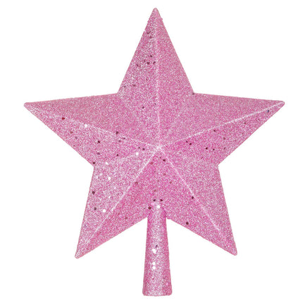Artiflr 10Inch Christmas Tree Topper, Pink Star Tree Topper Glittered Christmas Tree Decorations for Indoor Home Décor (Pink)