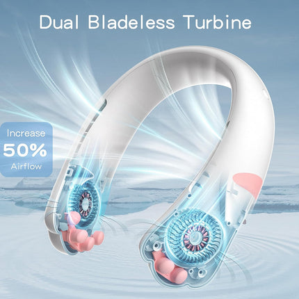 Cute Neck Fan For Kids, Teens, Women, Adorable Portable Fans 3000Mah Battery UsbC Rechargeable,Ultra Quiet Personal Cooling Fan