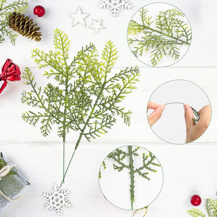 ZYP 40Pcs Artificial Pine Needles Branch,Christmas Faux Pine Needle,Artificial Faux Cedar Branch,Fake Greenery Pine Picks for Craft DIY Christmas Embellishing and Home Garden Decoration