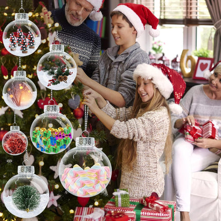 12Pcs 60mm Clear Plastic Christmas Ball Ornaments 2.36'' Round Clear Plastic Fillable Bulb DIY Craft Ornaments Shatterproof Xmas Tree Hanging Balls for Holiday, Wedding, Birthday, Christmas Wreath