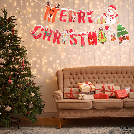 KatchOn, Merry Christmas Banner for Mantle- 10 Feet, No DIY Merry Christmas Garland Banner Merry Christmas Banners Indoor, Merry Christmas Sign for Christmas Decorations Christmas Party Banner