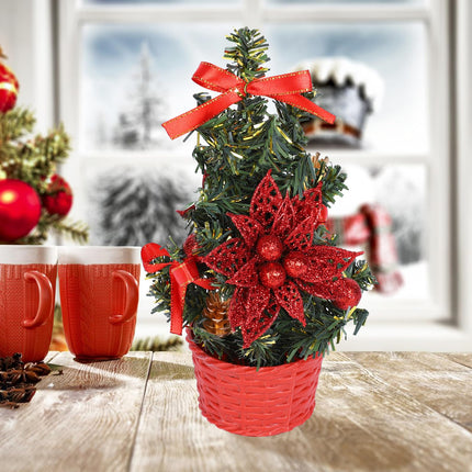 Tabletop Christmas Tree,3 Pack 7.87in Small Christmas Tree for Office,Christmas Desktop Artificial Mini Christmas Tree wtih Hanging Ornaments for Holiday DIY Decor