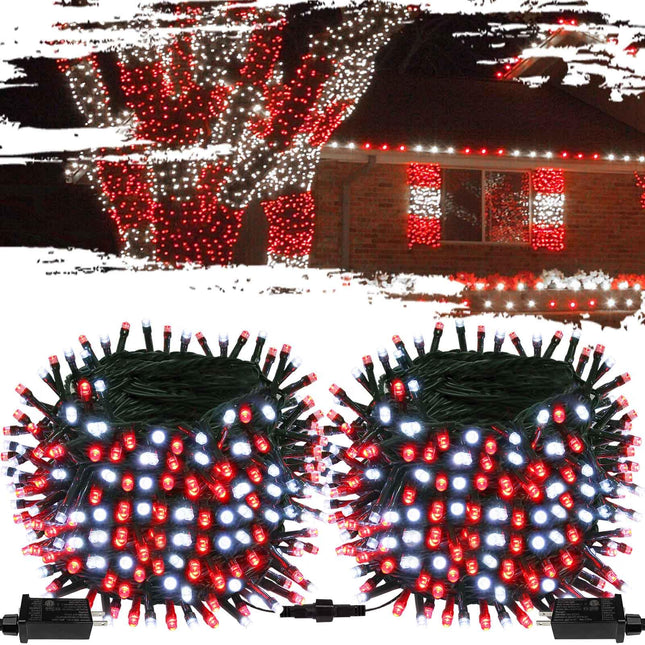 OZS 2PACK 164FT 400 LED Red and White Christmas String Lights for Indoor/Outdoor, Waterproof 8 Modes Christmas Lights, Tree Lights for Christmas Decorations (Red&CoolWhite)