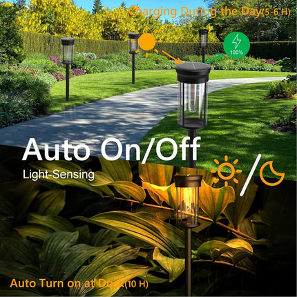 Uniqus Acvoay Solar Pathway Lights Outdoor Waterproof Ip65, 3000K Warm Light Modern Minimalist Pathway Lights Solar Powered