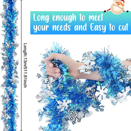 43 Feet Christmas Tinsel Garland Decoration Holiday Foil Metallic Tinsel Twist Garland Walll Hanging Tinsel Streamers Garland for Christmas Tree, Weddings, Party, Birthday Decorations
