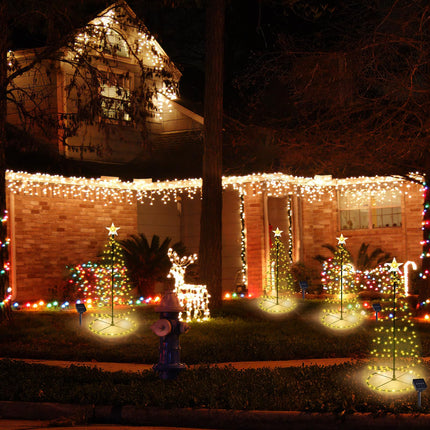d 2 Pack Spiral Solar Christmas Tree Lights, 32'' Outdoor Christmas Decorations, 8 Modes Solar Pathway Lights, Waterpoof Light up Prelit Xmas Tree for GardenPatio Yard Walkway Driveway