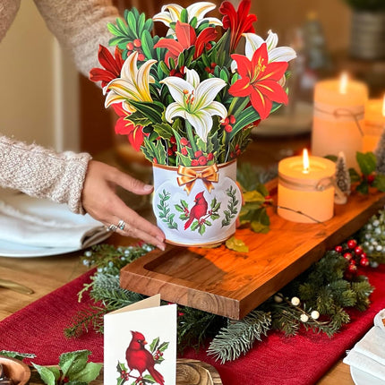 Freshcut Paper Pop Up Cards, Paper Flower Bouquet 3D Popup Greeting Cards with Note Card & Envelope, Birthday Card, Anniversary Card, Get Well s for Women, 12" Winter Joy