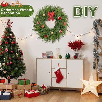 26 Inch Christmas Wreath, Christmas Wreaths for Front Door, Artificial Pine Wreath for Table Wall Window Indoor Outdoor Christmas Decoration