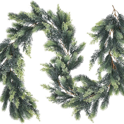 Pine Christmas Garland, 6Ft Christmas Greenery Garland Realistic Cedar Garland Cypress Garland for Holiday Mantel Fireplace Table Centerpiece Decor