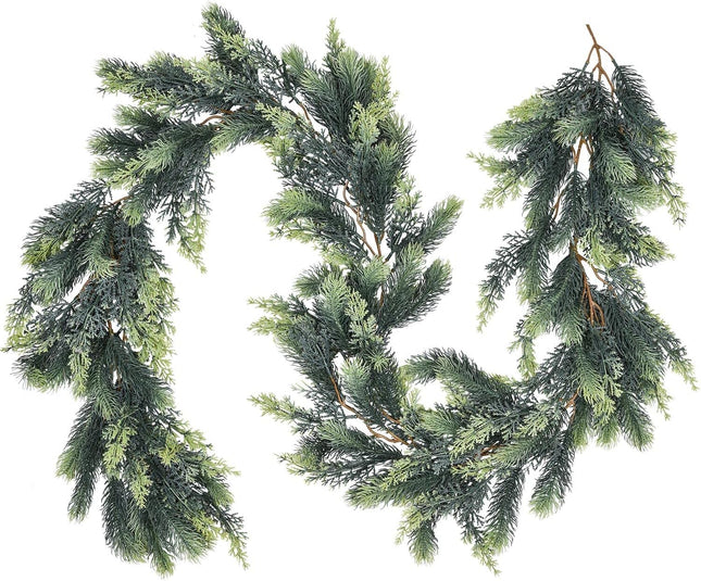 Pine Christmas Garland, 6Ft Christmas Greenery Garland Realistic Cedar Garland Cypress Garland for Holiday Mantel Fireplace Table Centerpiece Decor