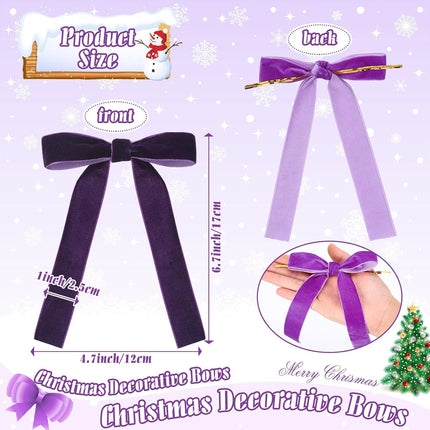 36 Pieces Christmas Velvet Bow Xmas Ribbon Wreath Bow Bulk Rustic Crafts Bows Pretied Set for Garland Home Decor Wedding Outdoor Indoor Decoration(Bright Purple, Light Purple, Dark Purple)